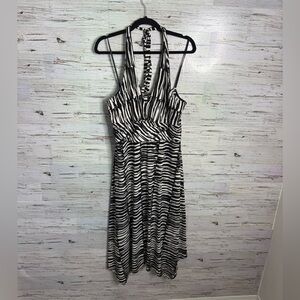 Donna Ricco Y2K halter zebra print dress size 14 NWT